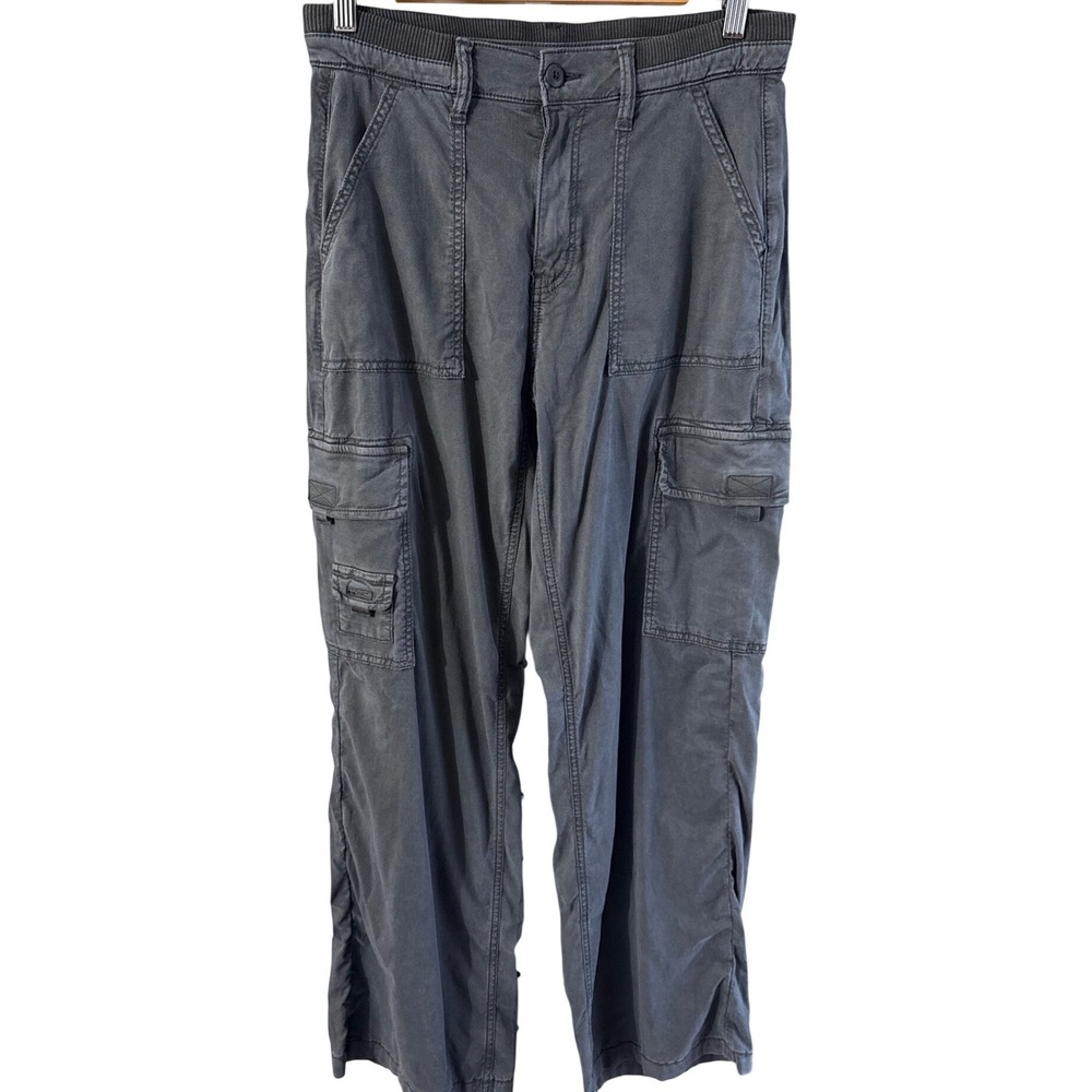 American Eagle Dreamy Drape Gray Cargo Pants Womens 4 Baggy Wide-Leg Stretch